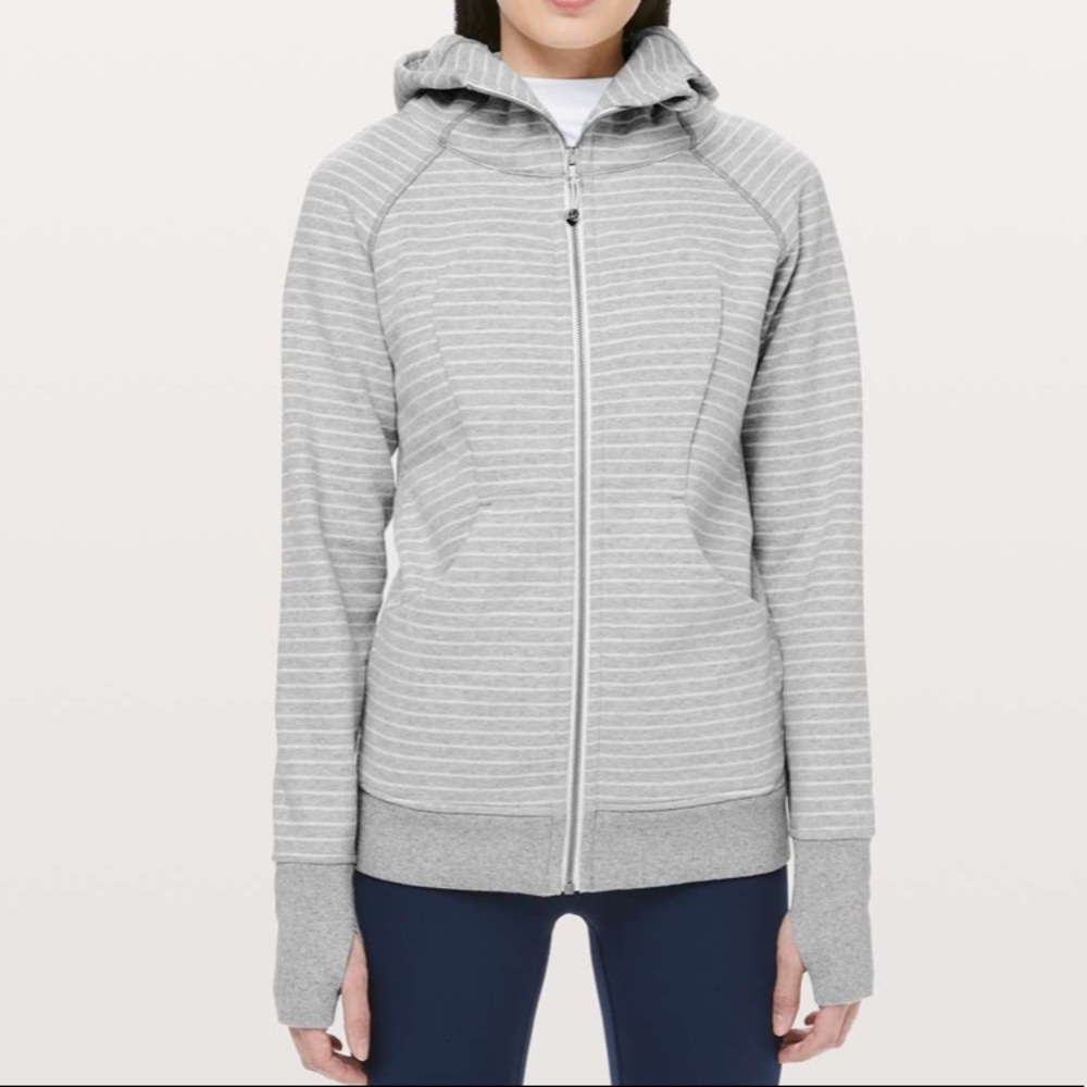 Lululemon Scuba Zip Hoodie I’m Grey Stripe size 10